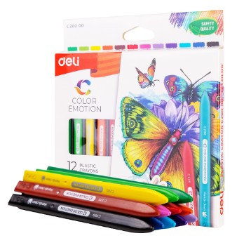 Deli EC20000 Plastic Crayons Color Emotion 12 Colors