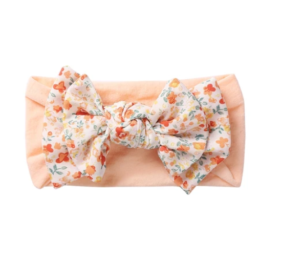 New Chiffon Bow Print Children's Knotted Headband Baby High Elasticity Super Soft Baby Headband HB7