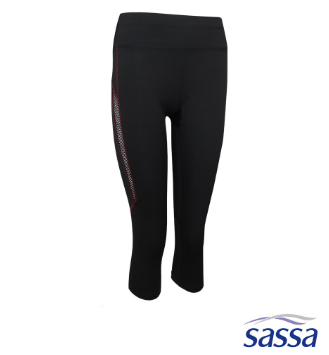 Sassa Fearless Rouge Black Capri for Gym Sports Wear Athleisure Women Activewear