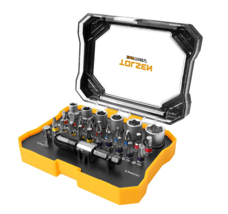 Tolsen 28PCS Screw Bit And Socket Set w/ Hard Case (1/4" Quick Release Holder) 20376