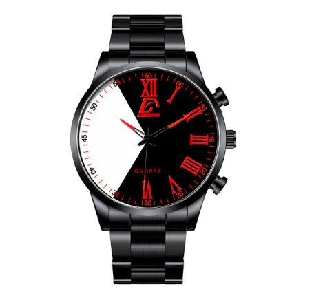 Luxury Gold Watch Men Fashion Minimalist Creative Two-color Splicing Watches Simple Men Business Stainless Steel Quartz Wristwatch STEEL BLACK RED