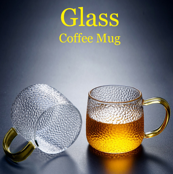 Hammered Textured Coffee Mug with Handle Hot and Cold Beverage Drinking Glass Tea Cup
