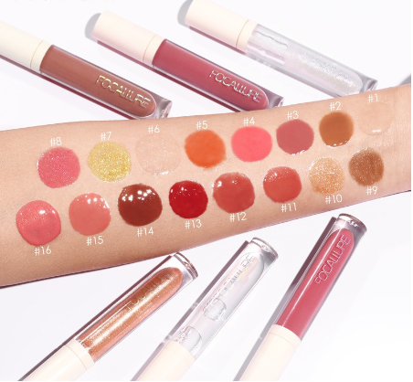 FOCALLURE High Shine Shimmer Lip Gloss 16 Colors Mint Extract Vitamin E Lip Care Glossy Makeup