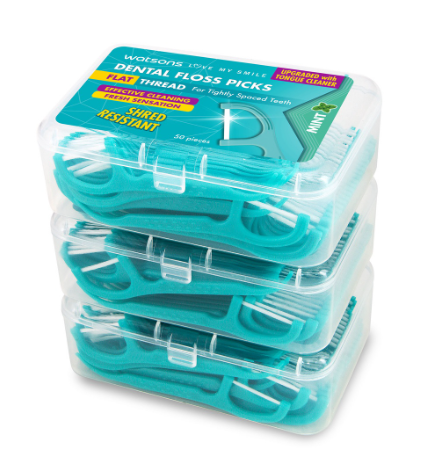 Watsons Flat Thread Mint Dental Flossers Loose Box 50s x3