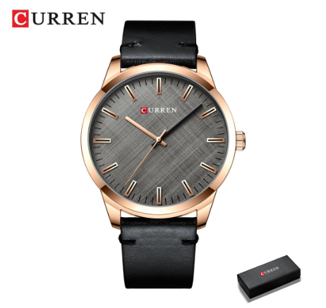 Curren Men's Watches Fashion Business Quartz Leather Classic Casual Waterproof 8386 BLACK