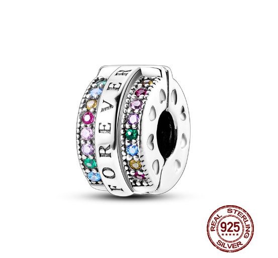 Fit Original Pandora Bracelet Beads Pendant 925 Sterling Silver Love Positioning Buckle Series Colorful Women Jewelry DIY Gift S025