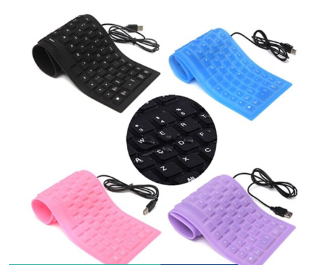 Syy online New Foldable Flexible Keyboard Waterproof USB Keyboard(RANDOM COLOR)