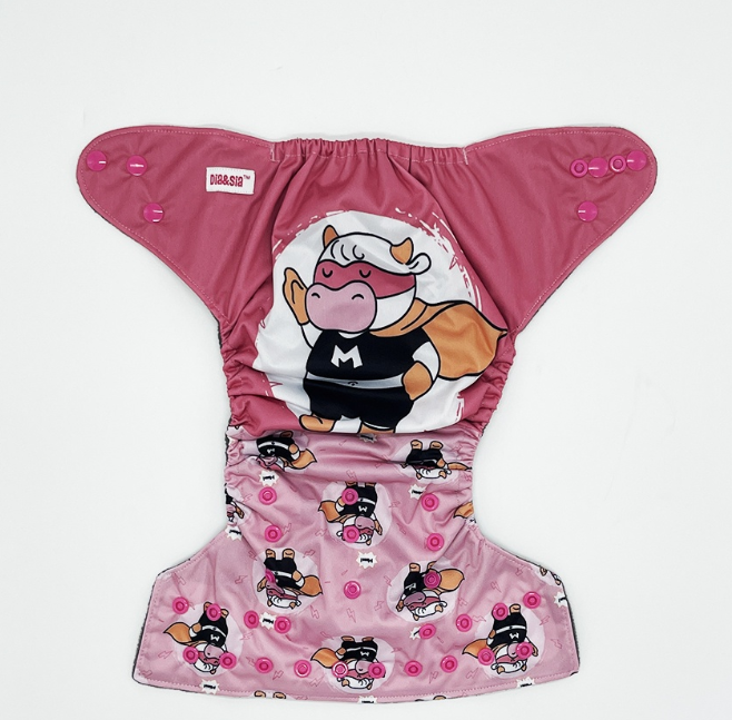 Bamboo Charcoal Cloth Diaper with Bamboo Charcoal Inserts and Double Leg Gusset D19