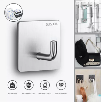 Adhesive Hooks Heavy Duty Sticky Hooks Wall Hangers Waterproof Stainless Steel Hanger Towel Holder on Hooks