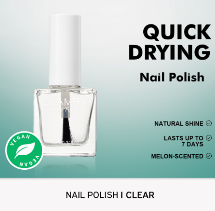 GLAMFIX Nail Polish Clear- Clear Nail Polish Natural Shine Nail Polish Aesthetic Shades Quick Dry