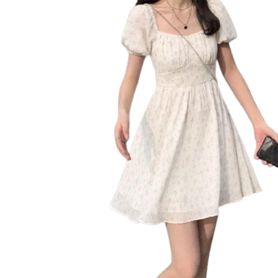 Lovito Women Casual Ditsy Floral Basic Dress L65ED128 (Apricot)