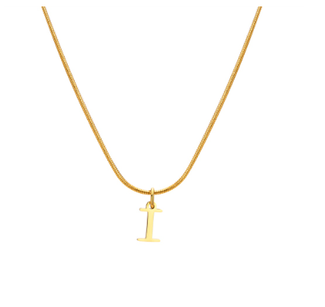 Vnox Gold 26 Capital Letter Necklace for Women,Stainless Steel Initial Pendant Necklaces I