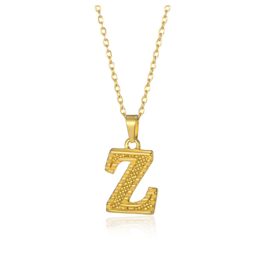 Stainless Steel Capital Initial Letter Necklaces For Women A-Z Alphabet Pendant Necklace Z