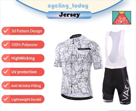 Kemaloce Cycling Jersey Cat Men Bike Clothing With Bicycle Wear