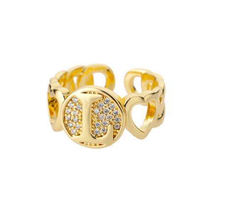 Initial Letter Open Rings For Women Aesthetic Love Heart Wedding Rings Stainless Steel Jewelry Gifts L