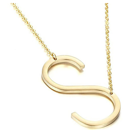 Stainless Chain with Letter Pendant Necklace S