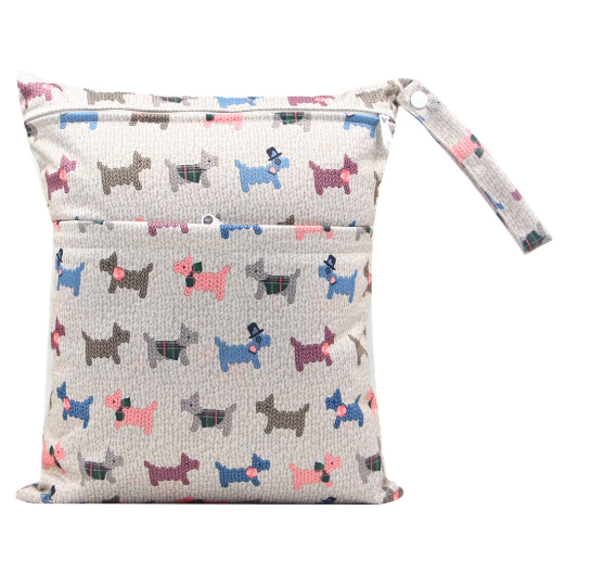 Diaper Wet Dry Bags Duble Zipper Printed Portable Waterproof Dag Storage Bag Swimwear Bag  30x36cm