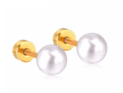 Earrings Imitation Pearl Stud Earrings Stainless Steel Round Earrings