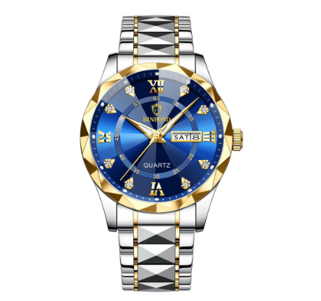 Original Men's Luxury Stainless Steel Waterproof Fashion Business Watch Luminous Dual Calendar Quartz Wrist Watch M2