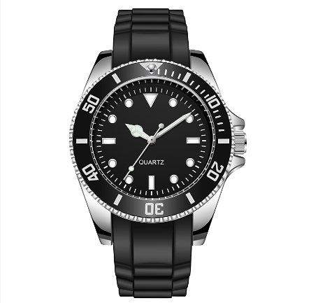 TPW Japan Movement Quartz Watch 40mm Dial Watches Rotating Bezel Rubber Strap Wristwatch BLACK