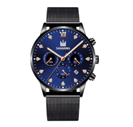 Fashion Men Stainless Steel Quartz Watches with Calendar M03