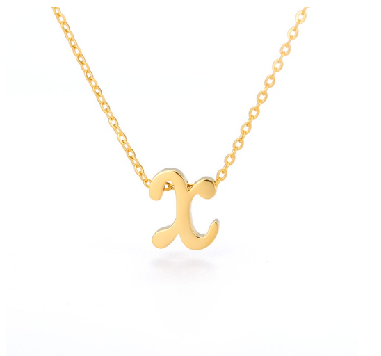 Maxzone Tiny Initial Letter Necklaces For Women Stainless Steel Old English Letter Vintage Necklace Boho Birthday Gothic Jewelry Gift X