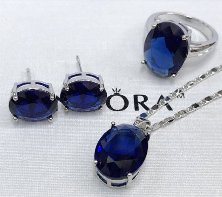 Fashion 3 in 1 Silver Gemstone Jewelry Set
