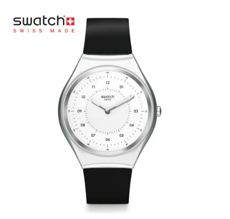 Swatch Skin Irony Skinnoiriron SYXS100 Stainless Steel Case with Black Silicone Strap Watch