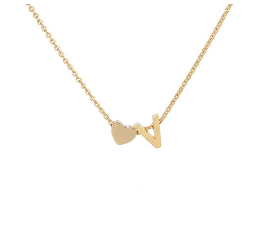 Maxzone Fashion Tiny Heart Initial Letter Necklaces For Women Stainless Steel Gold Silver Color Choker Pendant Necklace Boho Jewelry V