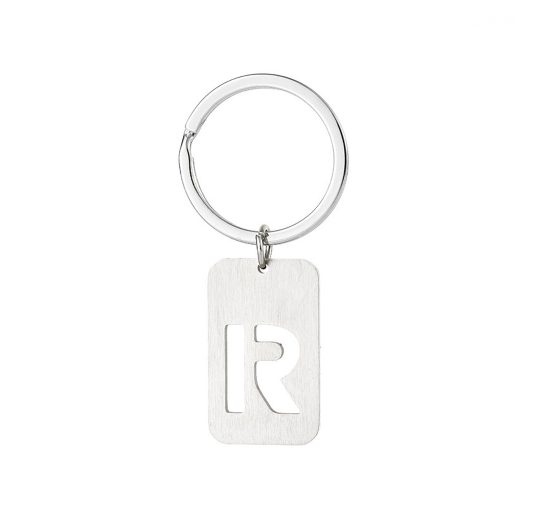 1Pcs Simple Stainless Steel 26 Letter Keychains Fashion Sliver Color Initials Keyrings Handbag Charms Ornaments Souvenir Gifts R