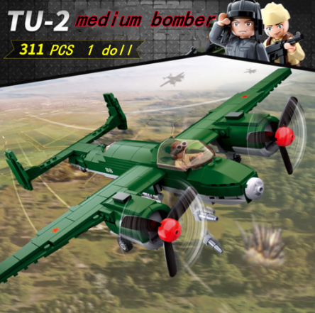Sluban Building Block Toys Ww2 Army Tupolev Tu-2 311 Pcs Bricks B0688 Military Construction Compatbile With Leading Brands