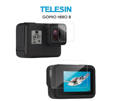 TELESIN Tempered Glass Screen Lens Protector Ultra Clear for GoPro Hero 8 Action Camera GP-FLM-801
