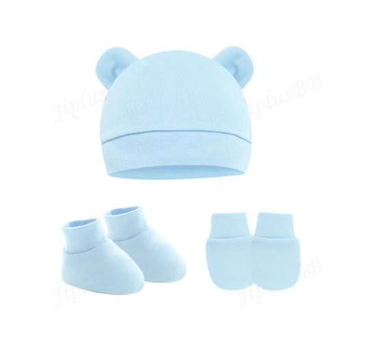 Baby hat Baby Mittens Booties Set newborn cap infant hats fashion Soft Cotton newborns Beanie 48
