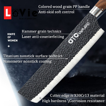 Lavie High Quality Kitchen Knife Set Black Stainless Steel Multifunction 6-Piece Kitchen Tools