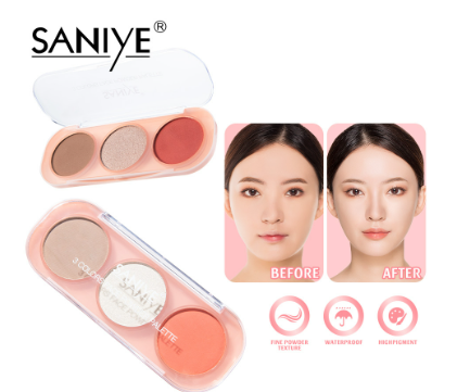 SANIYE 3 Colors Face Blush Matte Natural Makeup Pallete E0358