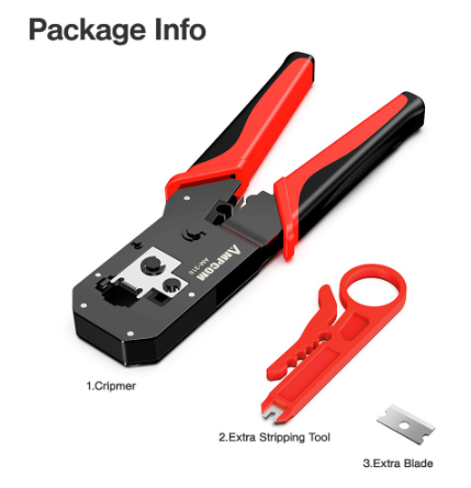 Ampcom Rj45 Crimping Tool Ethernet Network Lan Cable Crimper Cutter Stripper Plier Modular 8P Rj45 And 6P Rj12 Rj11