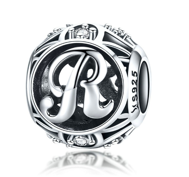 Bamoer 26 Letters A to Z Charm Sterling Silver 925 Bead For Bracelet & Necklace DIY Fashion Accessories R