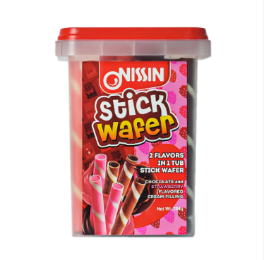 Nissin Stick Wafer 2 Flavors in 1 Tub Chocolate & Strawberry Flavor 264g