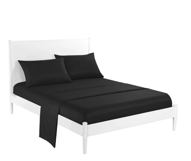 Angbon 4 In 1 Queen Size Bedsheet Duvet Cover Set Stripe Style Fitted Sheet 60"*75"8"