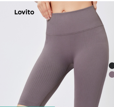 Tummy Control Fitness Cycling Seamless High Waist Rib Knit Sports Shorts L26AD058 (Dusty Purple/Black)