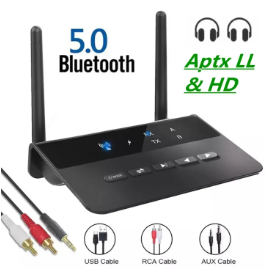 262ft/80M Bluetooth 5.0 RCA Transmitter Receiver AAC AptX LL Stereo Wireless Music Audio Adapter For T V PC Car 2RCA 3.5mm AUX Jack
