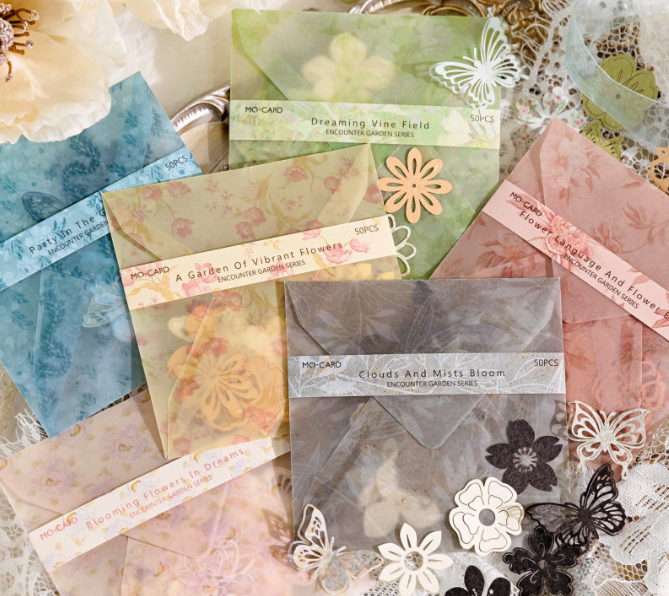 50 Pcs Encounter Garden Series Vintage Journal Material Paper Specialty Deco Paper Scrapbooking Sticker Scrapbook Kit