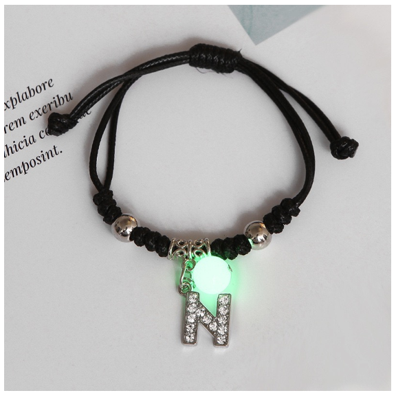 26 Letters Glow in the Dark Alphabet Initials Beaded Luminous Bracelet Women Men Birthday Gifts N