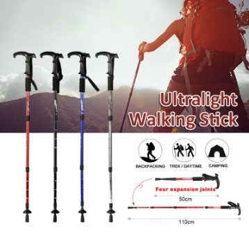 Stick Foldable Trekking Poles Walking Sticks Anti Shock Telescopic Stick Hiking Stick Old Man Crutch