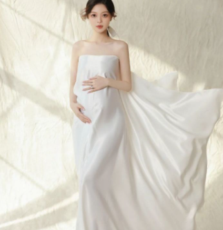 Pregnant Women Photo Clothing Dress Fashionable Atmosphere White Satin Fairy Studio Mom Clothes