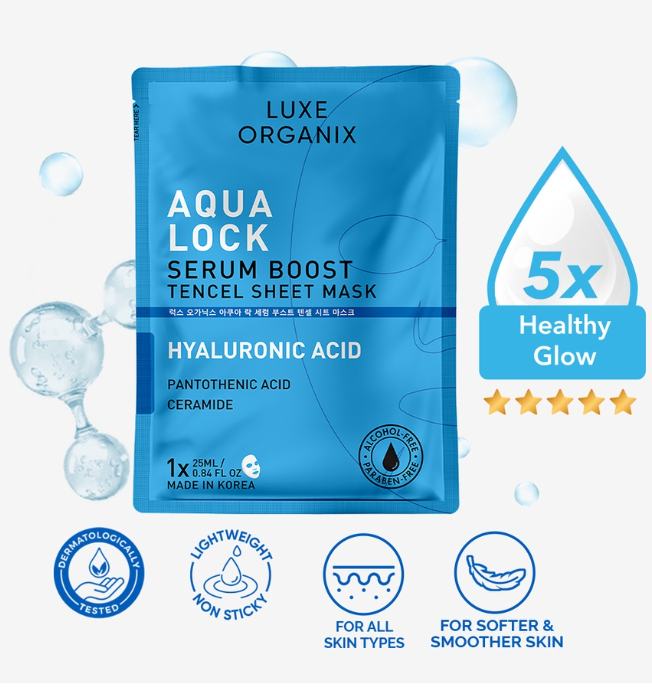 Luxe Organix Aqua Lock Serum Boost Sheet Mask 25ml