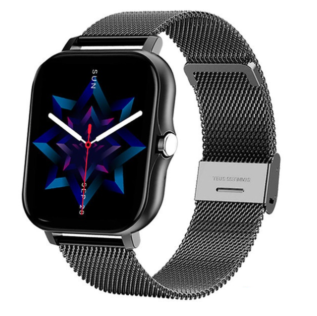 Smart Watch for Men and Women BLACK Thin Strap (Waterproof, Sports, Fitness, Bluetooth, Touchscreen, Stainless Steel)