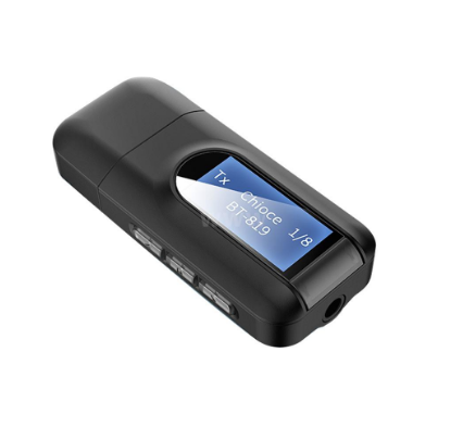 2 in 1 USB Bluetooth 5.0 Transmitter Receiver with LCD Display 3.5MM AUX Stereo for PC TV Car Headphones Wireless Adapter