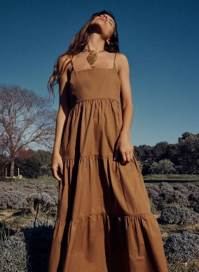 Solid Color Sexy Poplin Shoulder Strap Dress