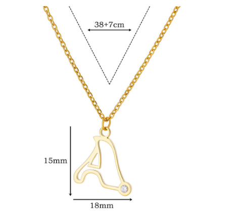 Zircon Initial Letter Necklace for Women Stainless Steel Gold Plated Chains Choker Name Pendant Necklaces New Vintage Jewelry H